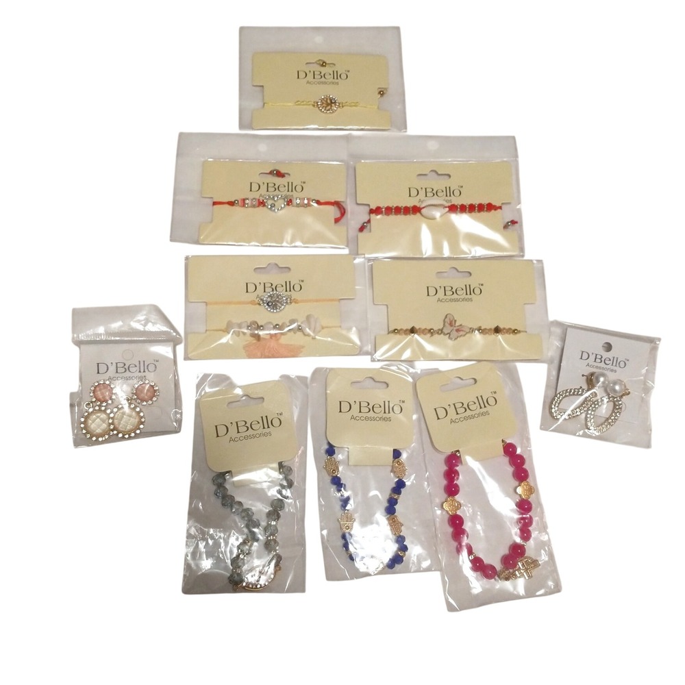D'Bello Jewelry Lot 10pc Accessories Earrings Bracelets Charms Evil Eye Hamsa